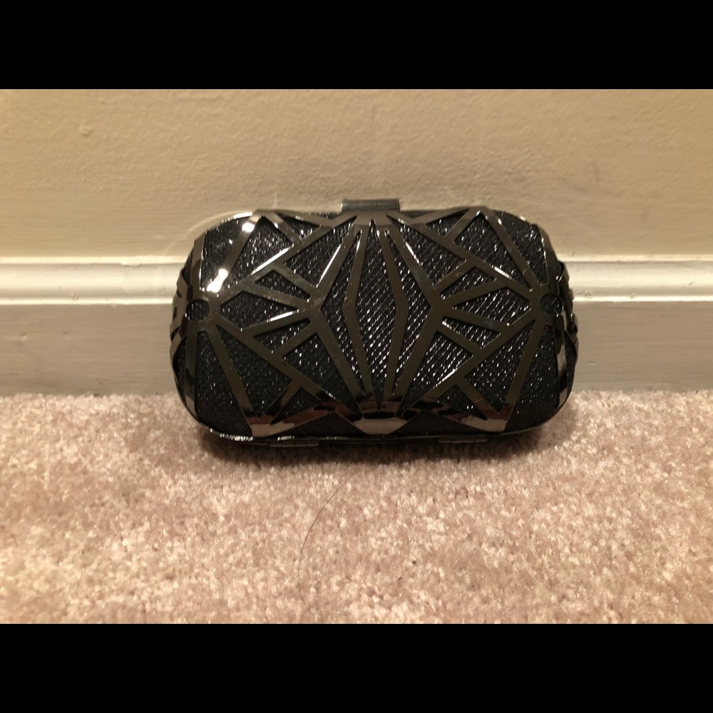 Black and silver adorable clutch